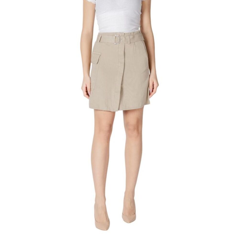 Vila Clothes Beige Cotton Mini Women's Skirt